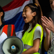 Climate activist Ralyn “Lilly” Satidtanasarn, age 12, rallies outside the Ministry of Natural Resources and Environment in Bangkok, Thailand, on September 20, 2019.